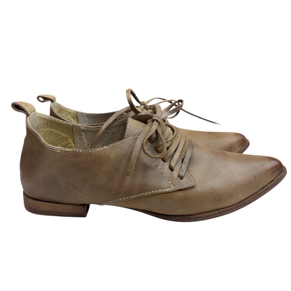 Free People Tan Leather Lace Up Oxfords Sz 39